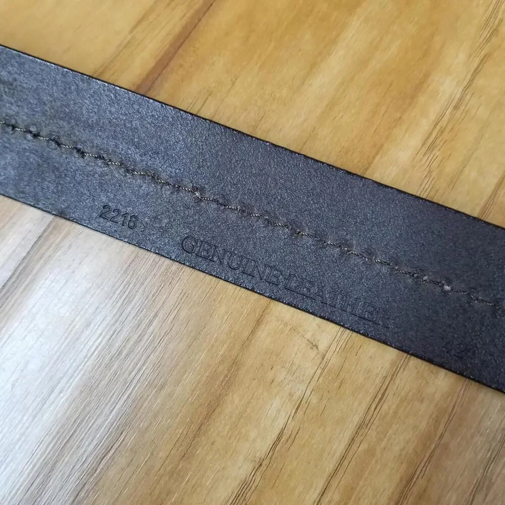 Men's Thick Stitched Genuine Leather Belt Brown 42 Fits 41